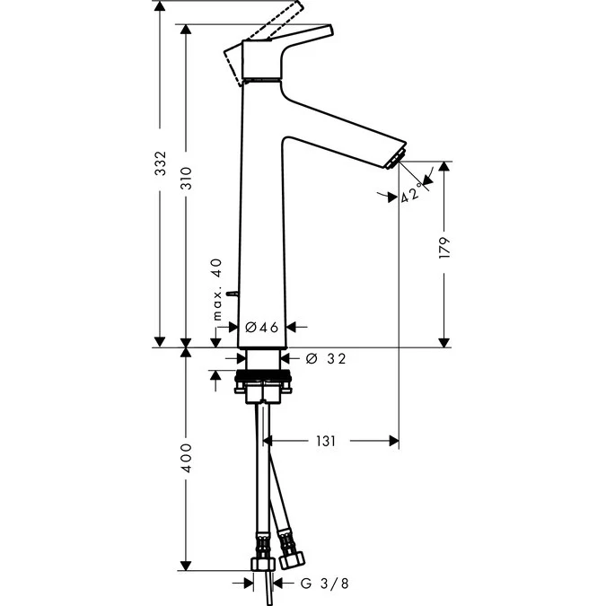 Baterie lavoar pe blat Hansgrohe Talis S 190, fara ventil