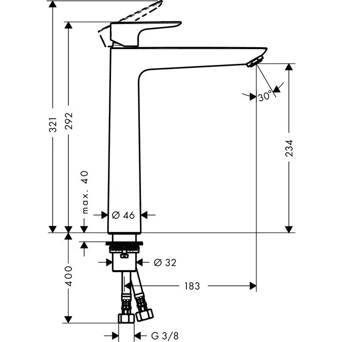Baterie lavoar pe blat Hansgrohe Talis E 240, fara ventil