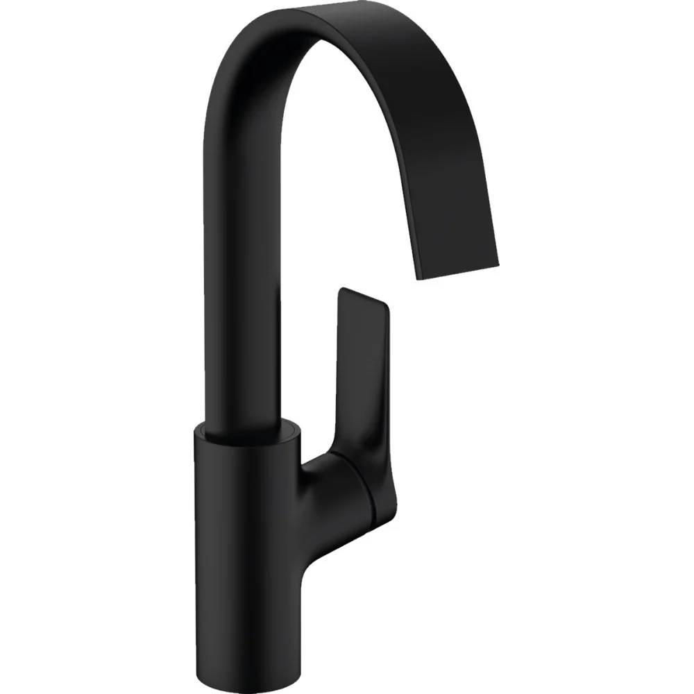 Baterie lavoar pe blat neagra mat Hansgrohe Vivenis, cu ventil pop-up H30 cm