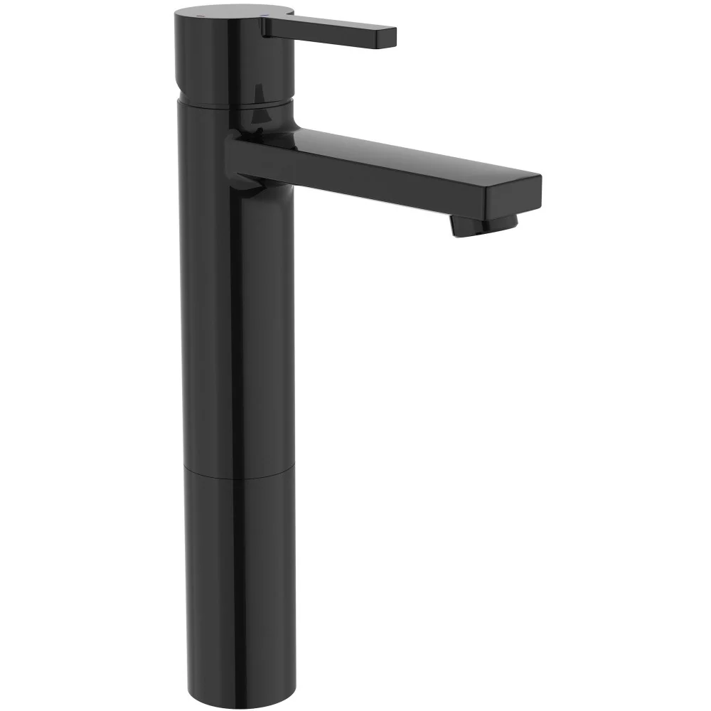 Baterie lavoar pe blat neagra Roca Naia, Cold Start H29 cm