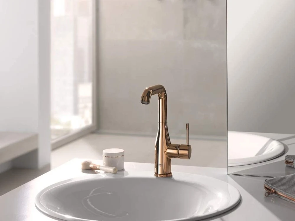 Baterie lavoar cupru Grohe Essence, L cu ventil pop-up