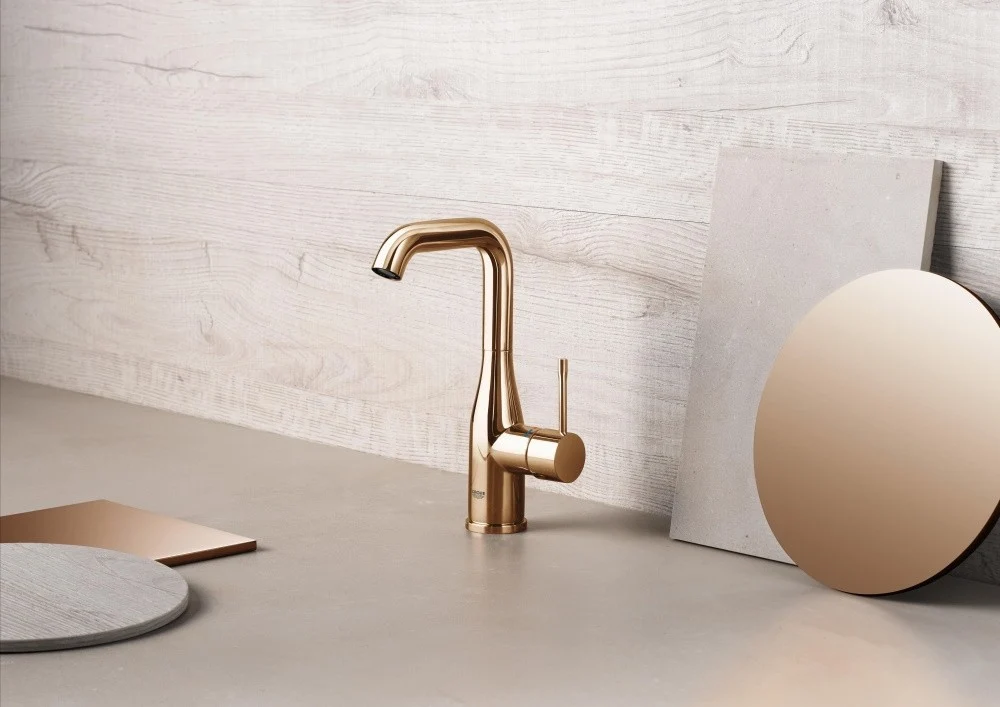 Baterie lavoar cupru Grohe Essence, L cu ventil pop-up