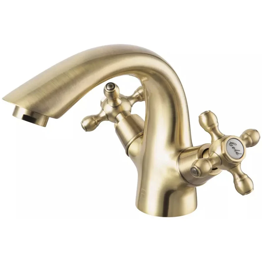 Baterie lavoar dubla comanda bronz FDesign Lacrima, cu ventil click-clack