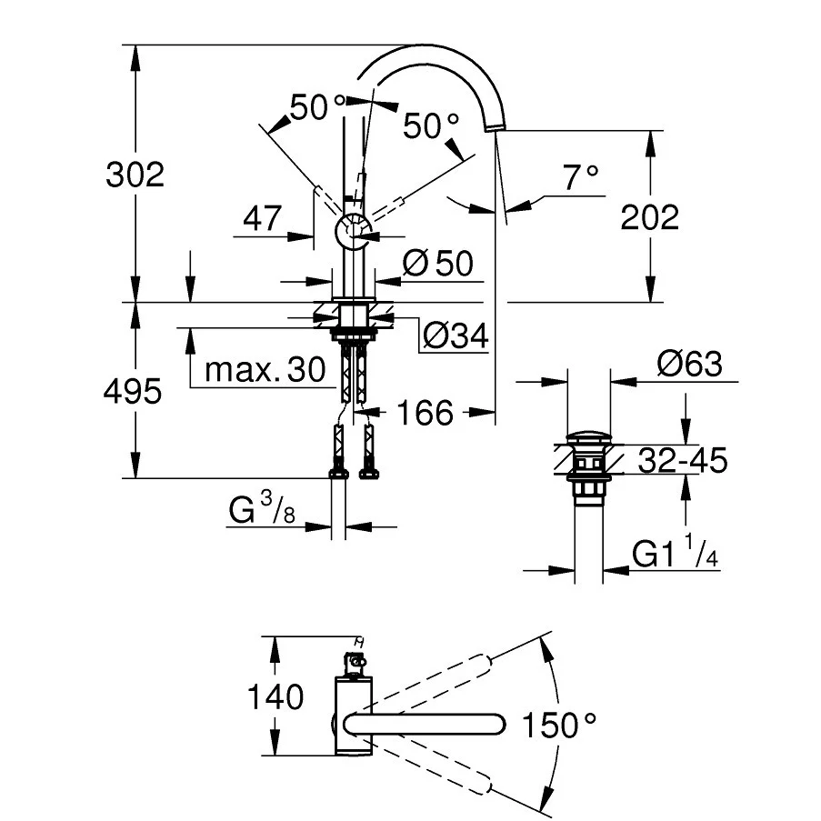 Baterie lavoar Grohe Atrio L