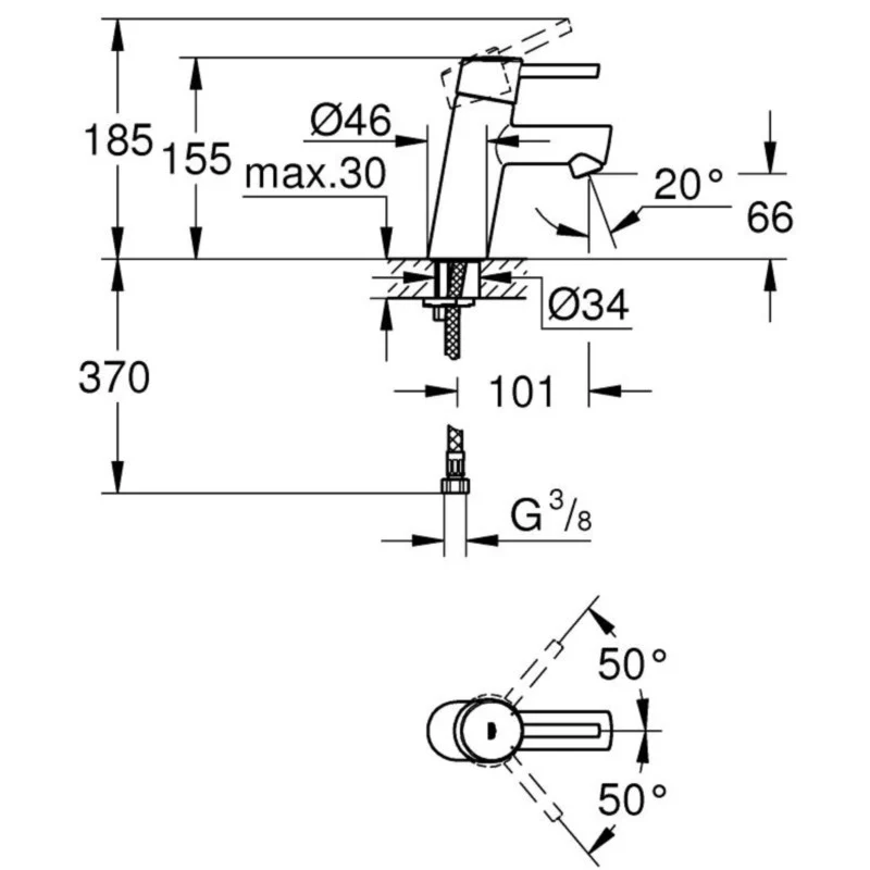 Baterie lavoar Grohe Concetto, marime S