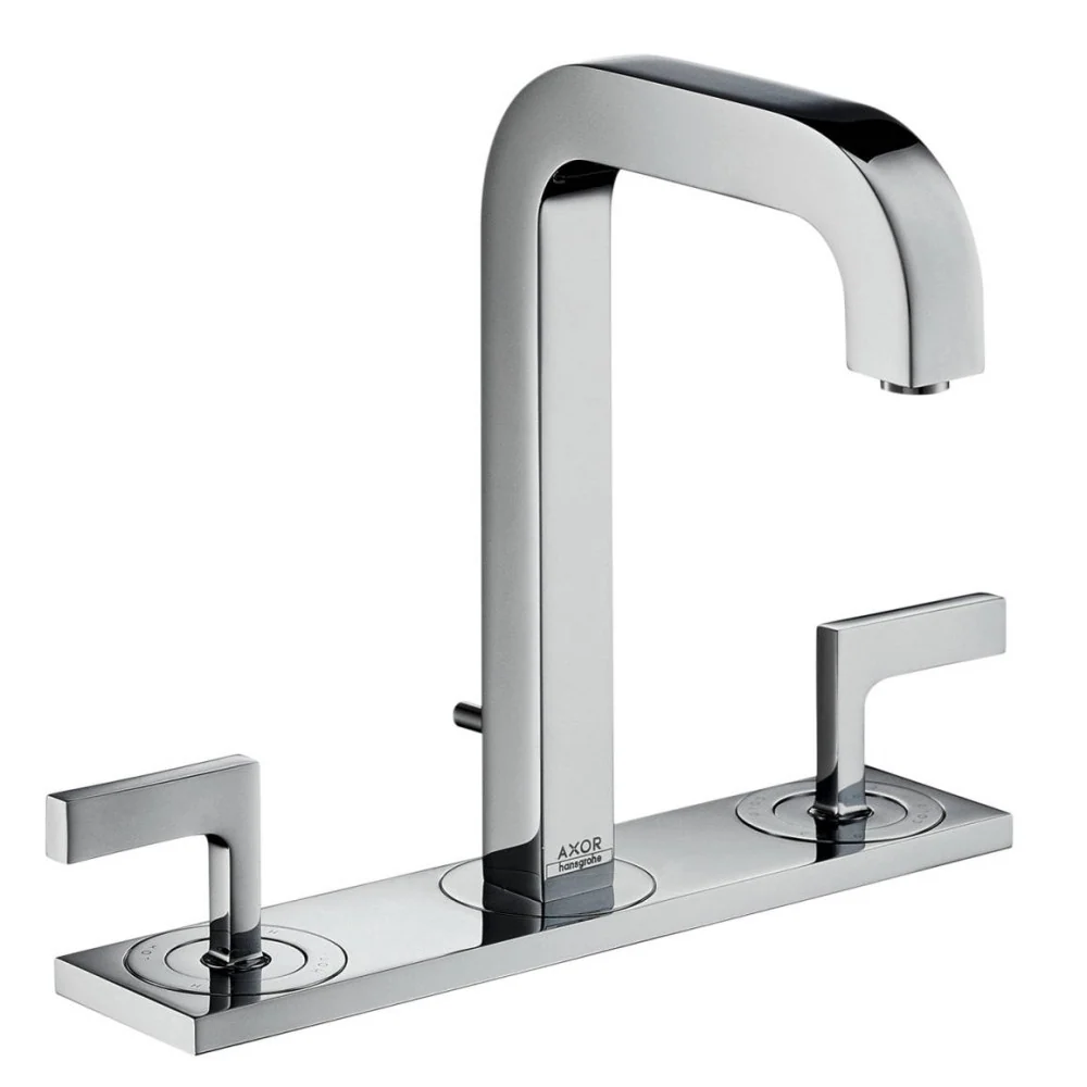 Baterie lavoar Hansgrohe Axor Citterio 170, dubla comanda, cu suport si ventil pop-up, manere tip L