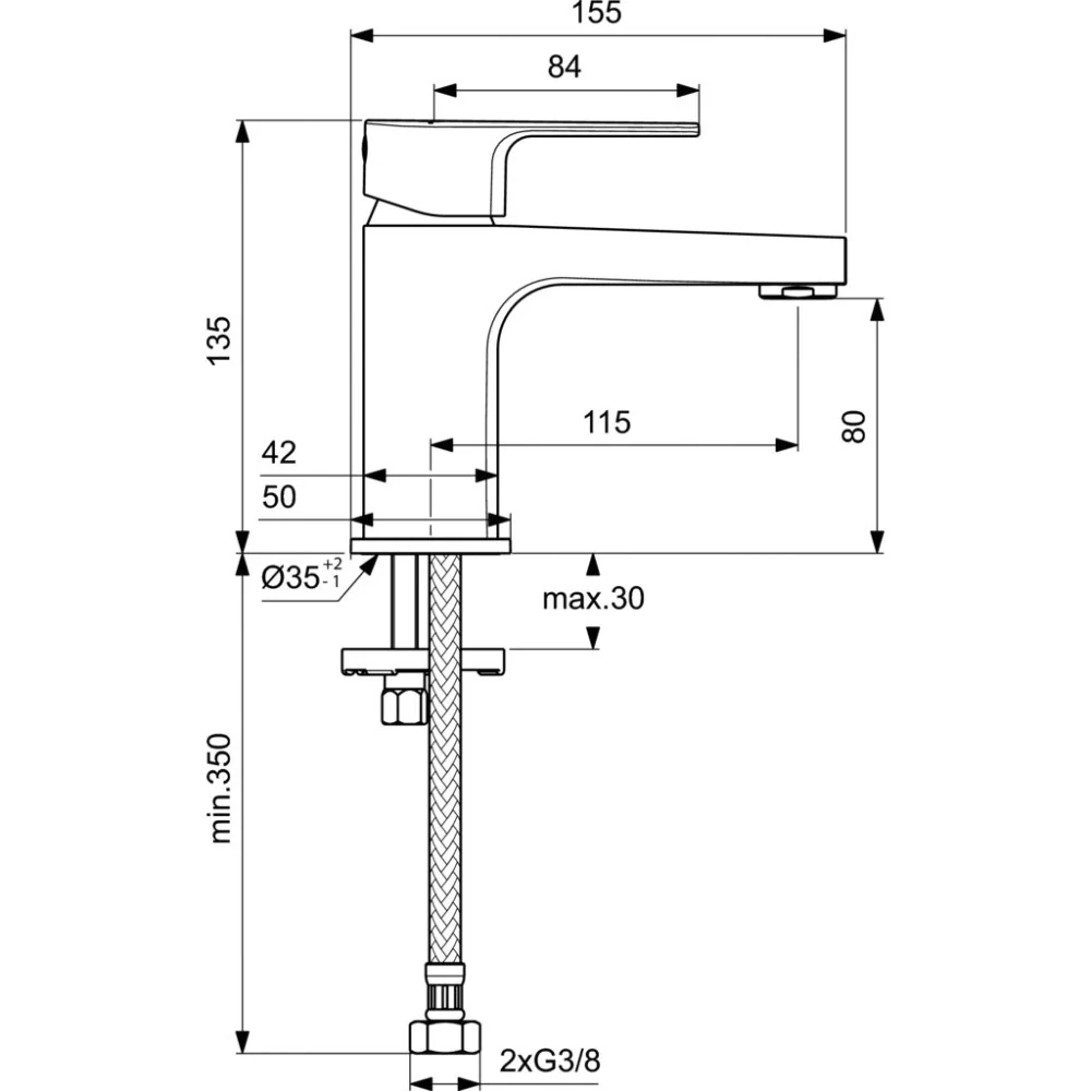 Baterie lavoar Ideal Standard Cerafine D, H14 cm, fara ventil