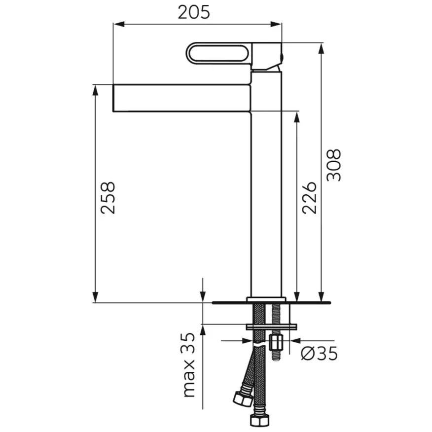 Baterie lavoar inalta alba mat FDesign Zaffiro, cu ventil click-clack