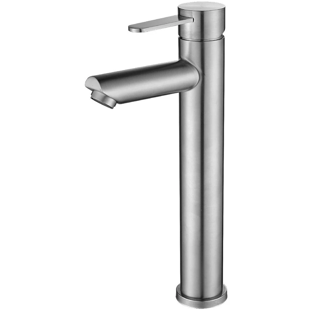 Baterie lavoar inalta aspect inox CasaBlanca Steel, cu ventil click clack, H30 cm