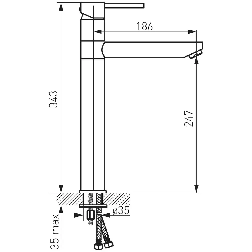 Baterie lavoar inalta aurie FDesign Flusso, cu ventil click-clack