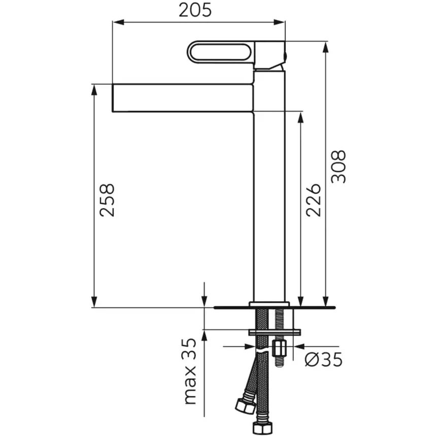 Baterie lavoar inalta aurie FDesign Zaffiro, cu ventil click-clack