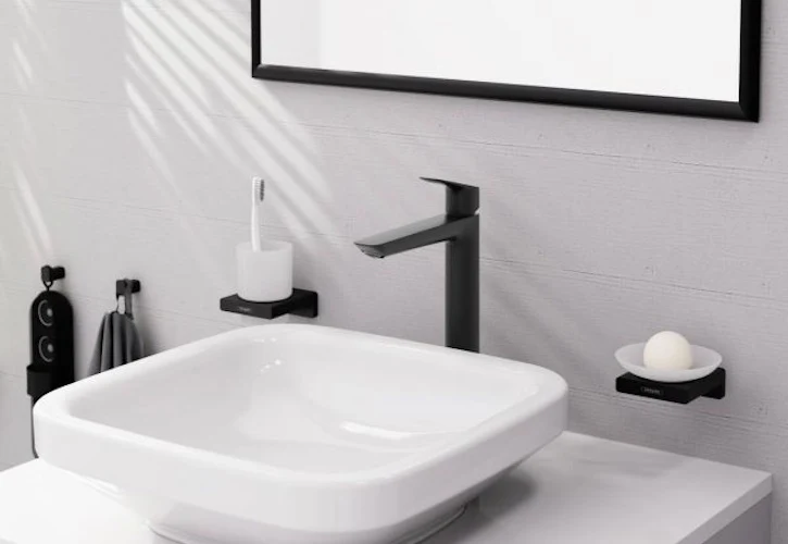 Baterie lavoar inalta Hansgrohe Logis 240, ventil pop-up, negru mat