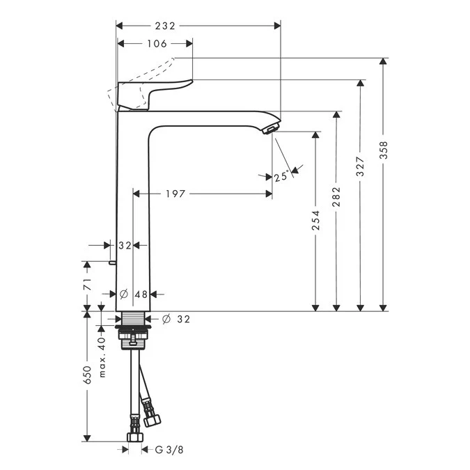 Baterie lavoar inalta Hansgrohe Metris 260, cu ventil pop-up