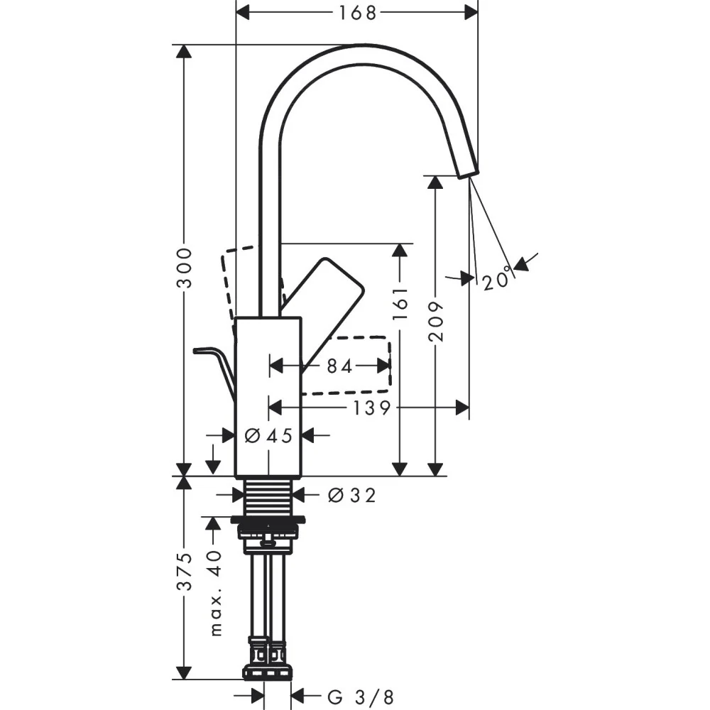 Baterie lavoar inalta Hansgrohe Vivenis, cu ventil pop-up H30 cm