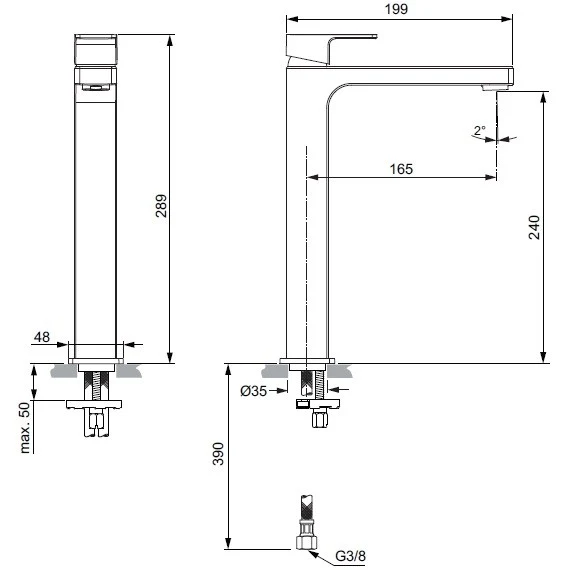 Baterie lavoar inalta Ideal Standard Edge, H29 cm, fara ventil