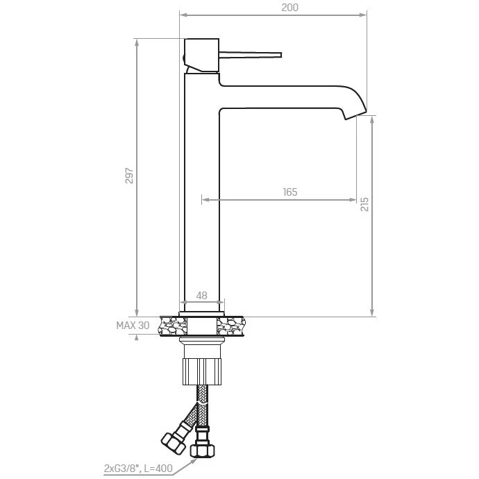 Baterie lavoar inalta Laveo Pola, cu ventil click-clack, H30 cm