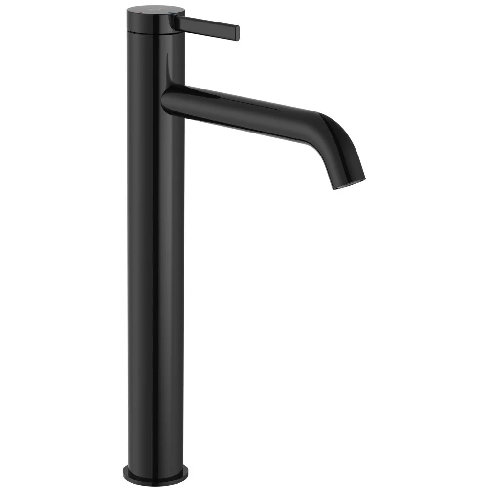 Baterie lavoar inalta neagra lucios Roca Ona, cu ventil click-clack H32 cm