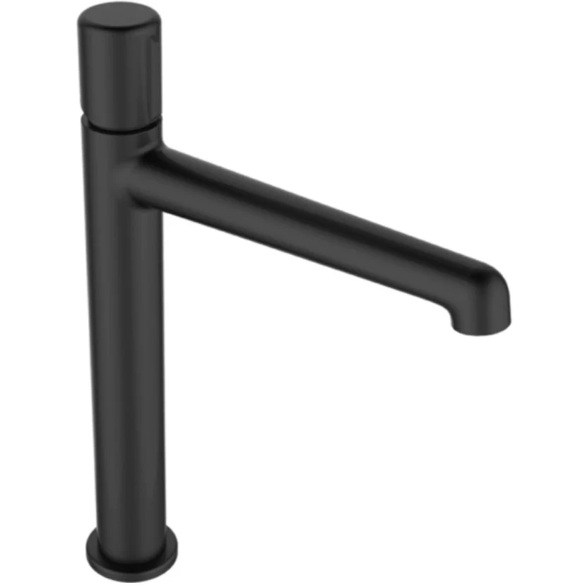 Baterie lavoar inalta neagra mat Laveo Pretto, cu ventil clic-clack