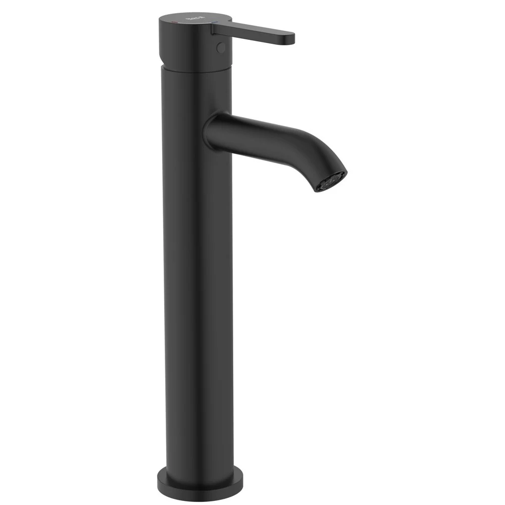 Baterie lavoar inalta neagra mat Roca Carelia Cold Start, cu ventil click-clack H30 cm
