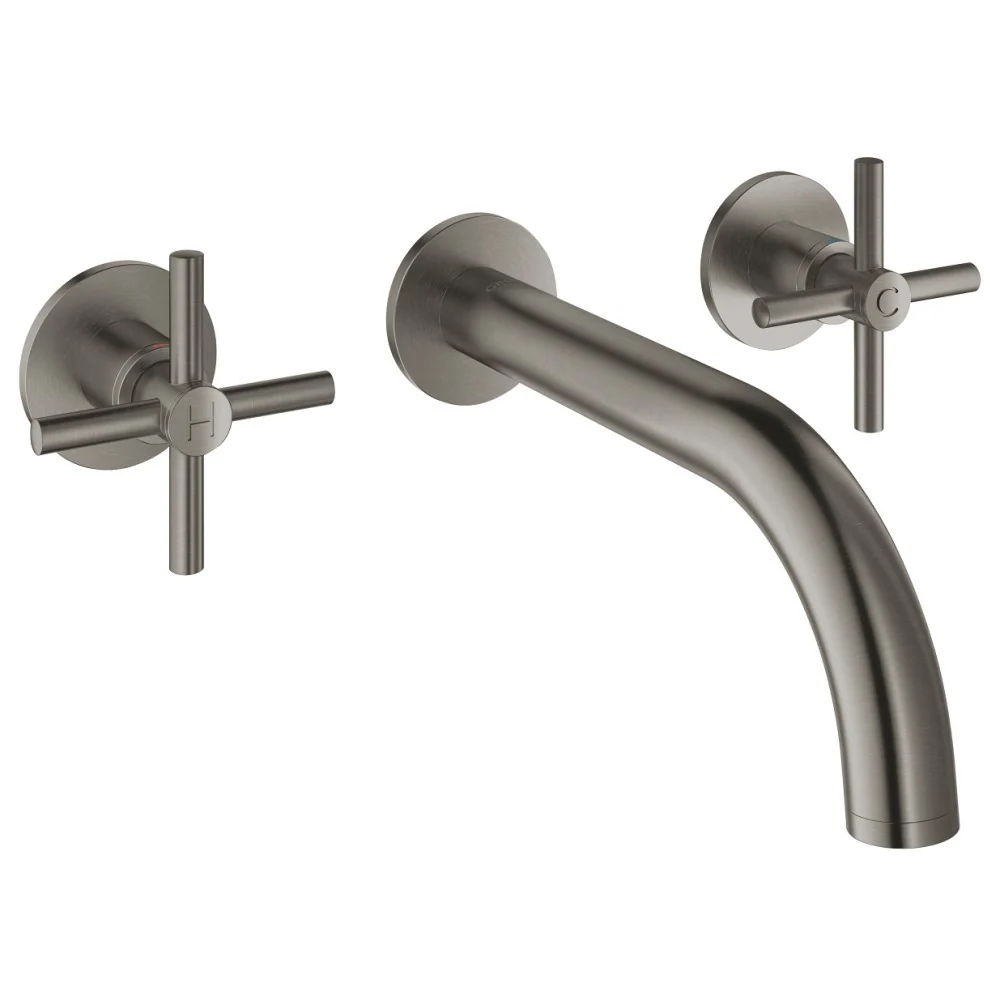 Baterie lavoar incastrata antracit mat Grohe Atrio, dubla comanda, manere cruce