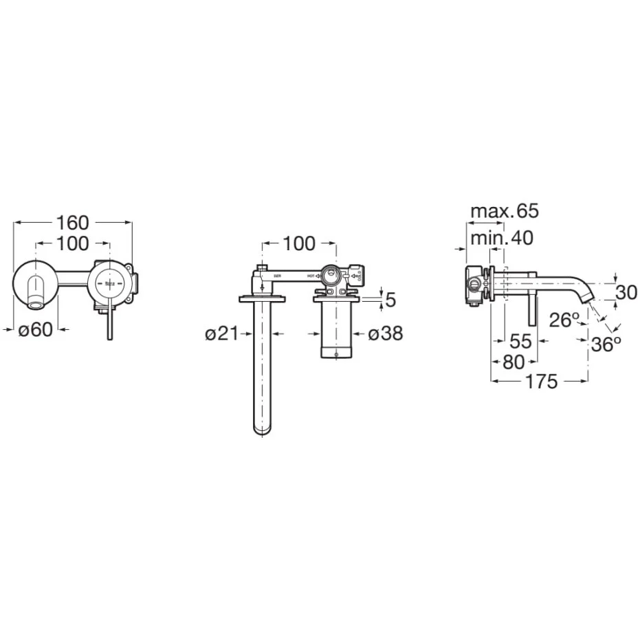 Baterie lavoar incastrata neagra lucios Roca Ona