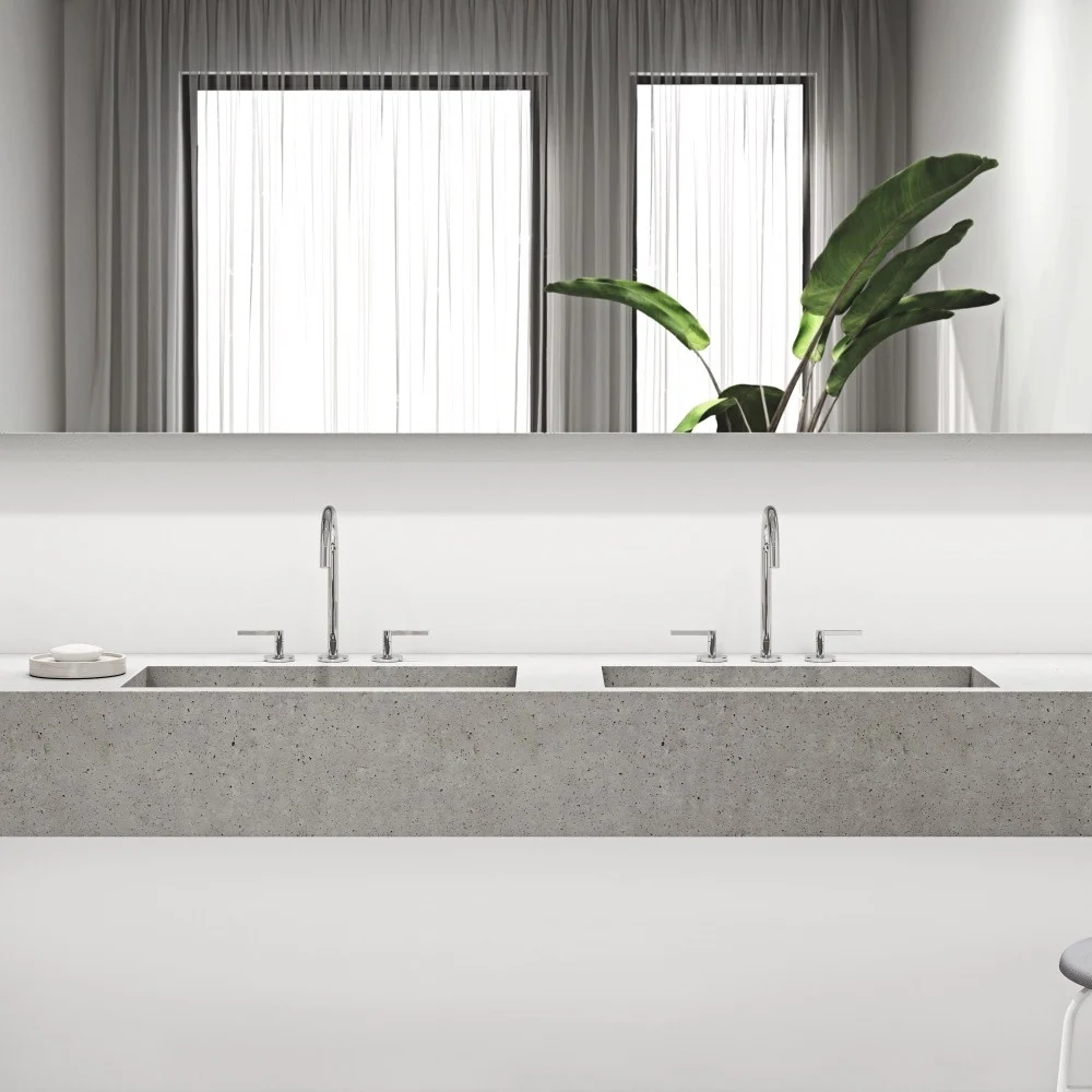Baterie lavoar Kludi Nova Fonte Puristic, dubla comanda, cu 3 gauri, ventil metalic
