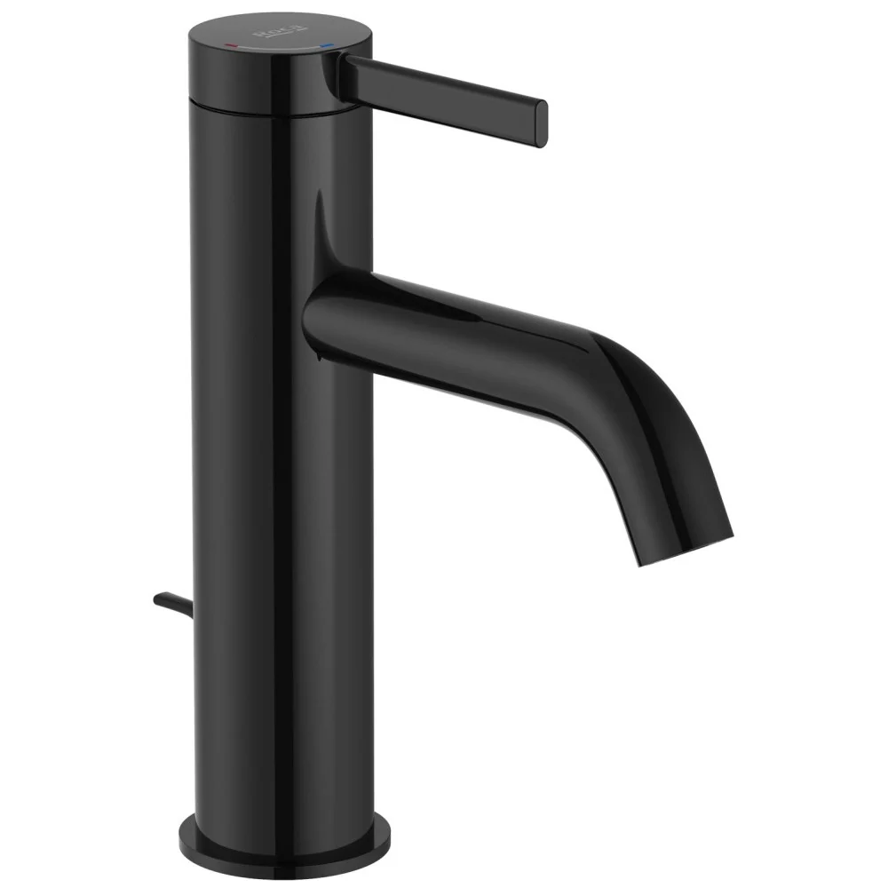 Baterie lavoar neagra lucios Roca Ona, cu ventil H18 cm