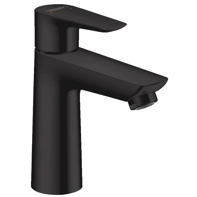 Baterie lavoar neagra mat Hansgrohe Talis E 110, cu ventil metalic pop-up