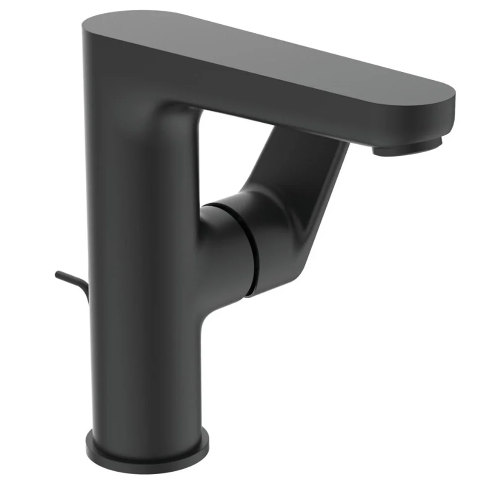 Baterie lavoar neagra mat Ideal Standard Cerafine O, H18 cm, ventil metalic