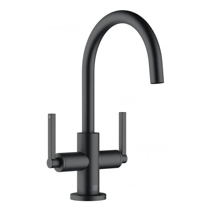 Baterie lavoar neagra mat Kludi Nova Fonte Puristic, dubla comanda, ventil metalic