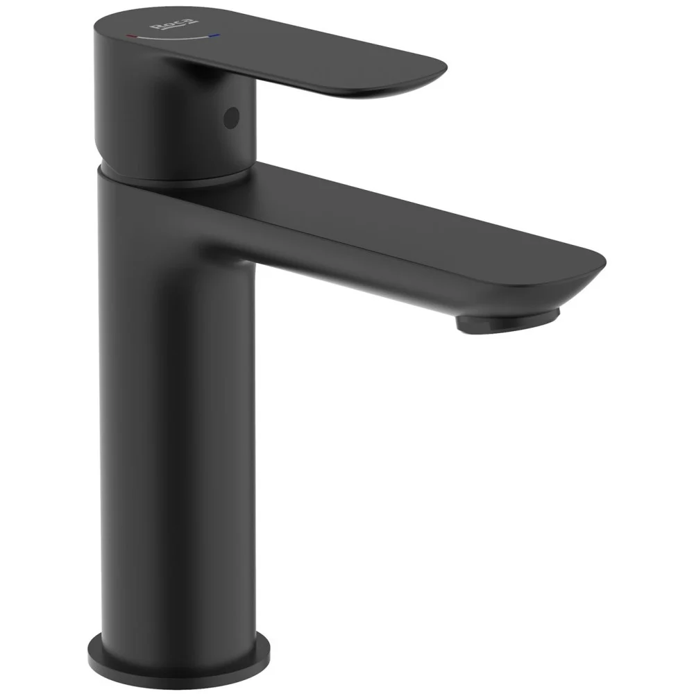 Baterie lavoar neagra mat Roca Cala, Cold Start H16 cm, cu ventil pop-up