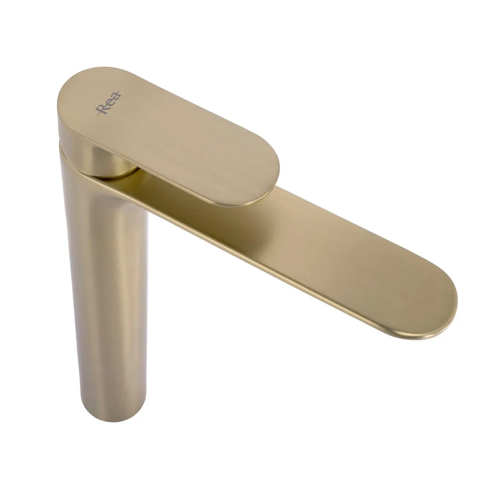 Baterie lavoar Rea Drop, auriu periat, inalta