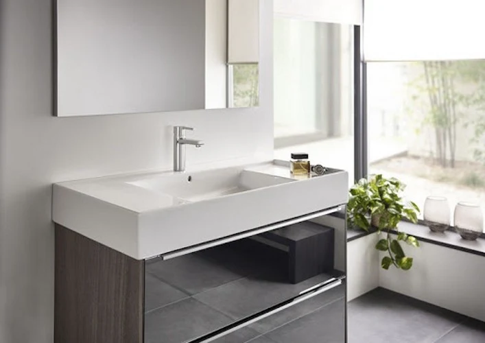 Baterie lavoar Roca Naia, Cold Start inaltime medie, cu ventil click-clack
