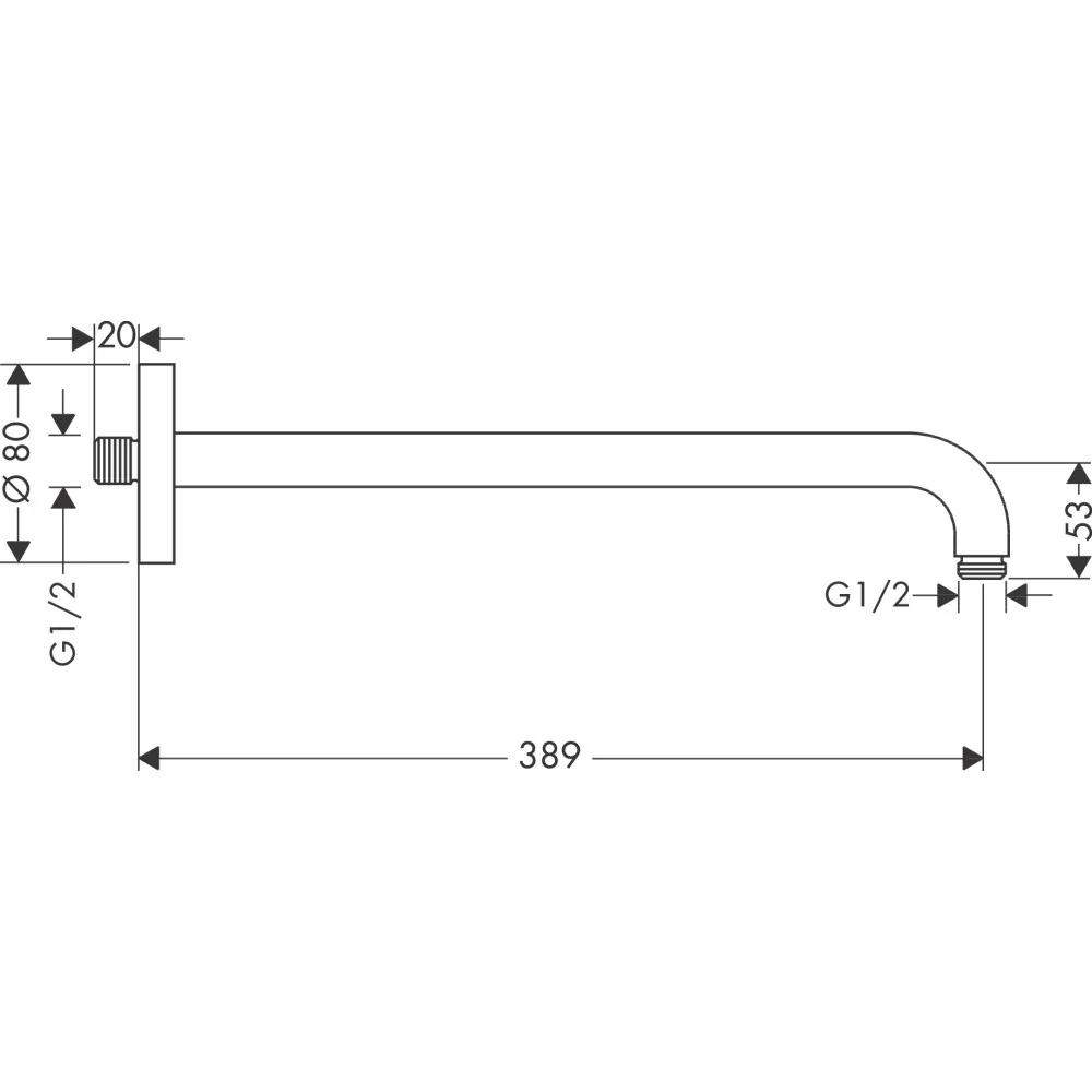 Brat dus fix Hansgrohe 39 cm, auriu lucios