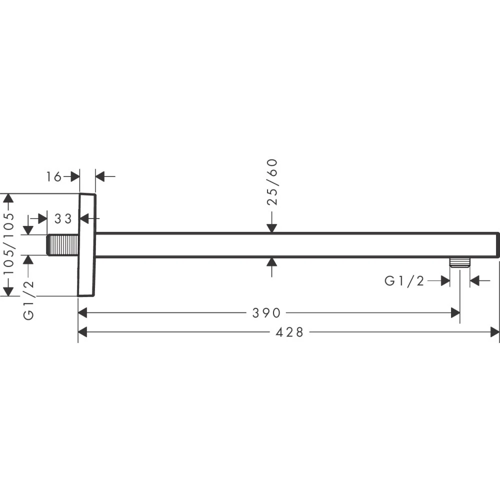 Brat dus fix Hansgrohe patrat 39 cm, alb mat