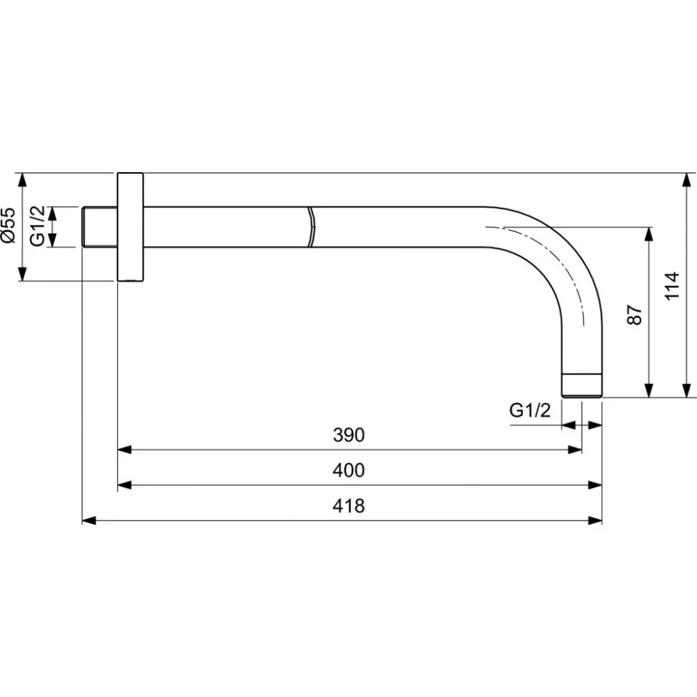 Brat dus fix Ideal Standard IdealRain, montaj pe perete 40 cm, gri lucios