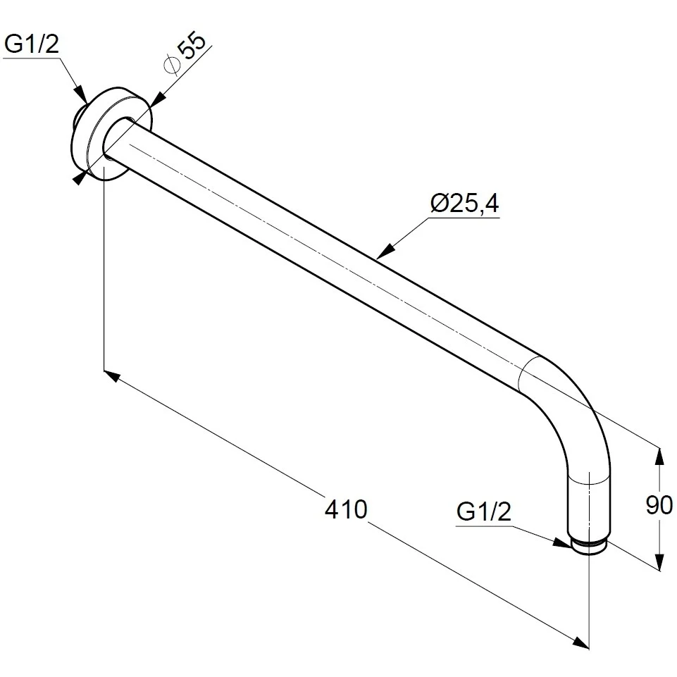 Brat dus fix Kludi -QA, 41 cm, negru mat