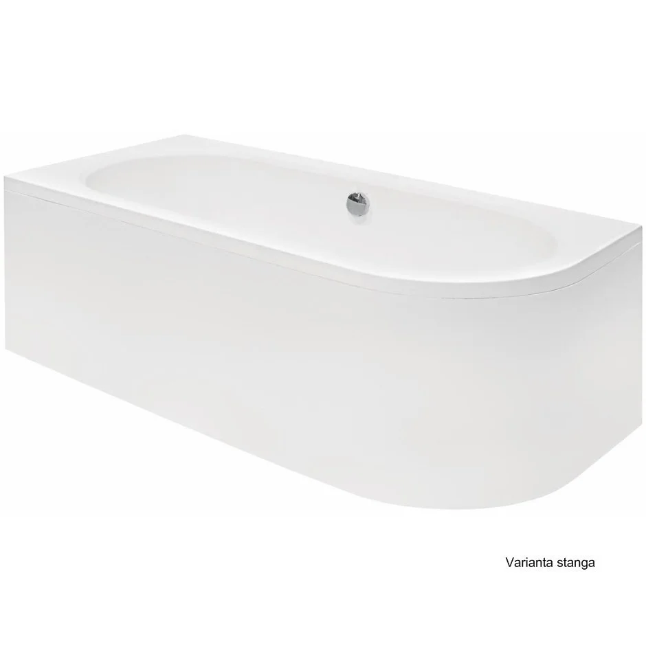 Cada baie pe colt semirotunda asimetrica Besco Avita acril 180x80 cm, varianta stanga