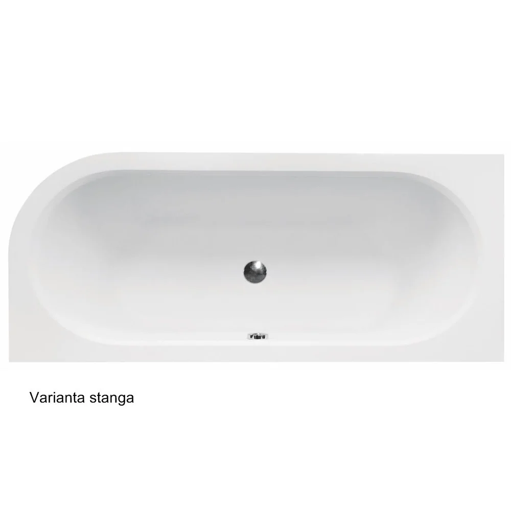 Cada baie pe colt semirotunda asimetrica Besco Avita acril 180x80 cm, varianta stanga