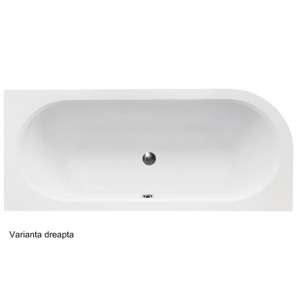 Cada baie pe colt semirotunda asimetrica Besco Avita acril 180x80 cm, varianta dreapta