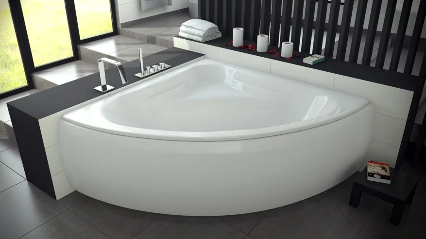 Cada baie pe colt semirotunda Besco Mia acril 140x140 cm