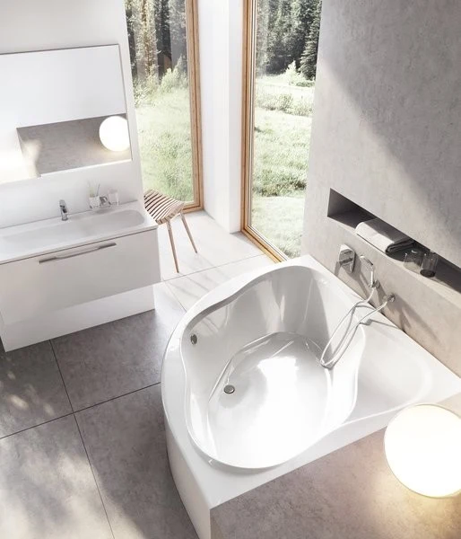Cada baie pe colt semirotunda Ravak NewDay acril 150x150 cm