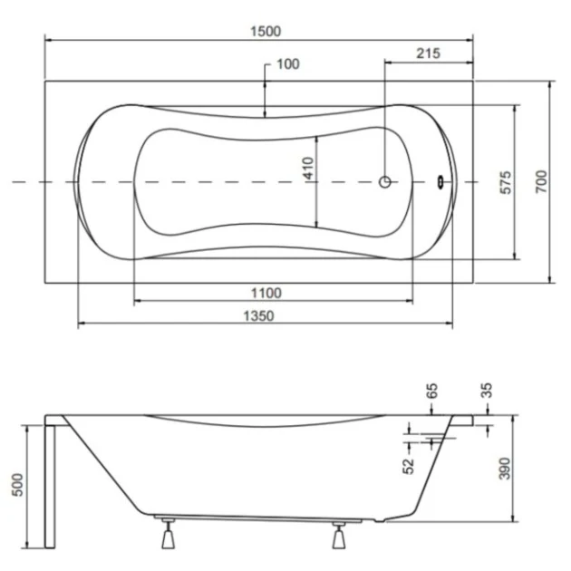 Cada baie dreptunghiulara Besco Aria Plus acril 150x70 cm