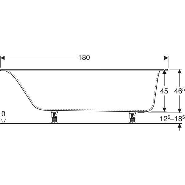 Cada baie dreptunghiulara Geberit Soana acril 180x80 cm