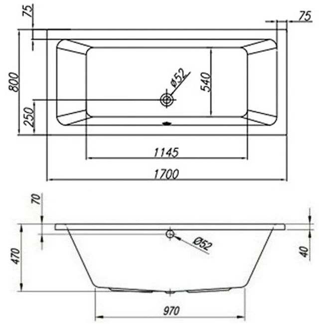 Cada baie dreptunghiulara Kolpa San Elektra acril 170x80 cm