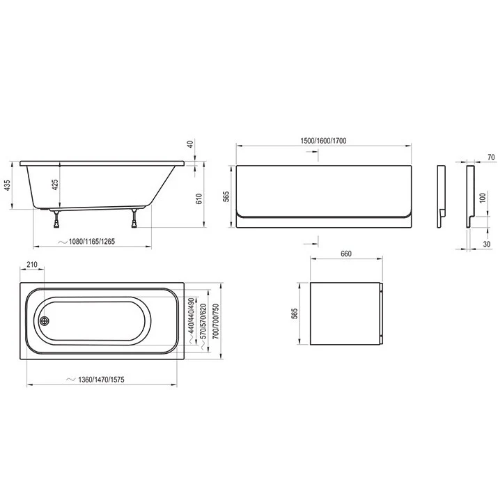 Cada baie dreptunghiulara Ravak Chrome acril 160x70 cm