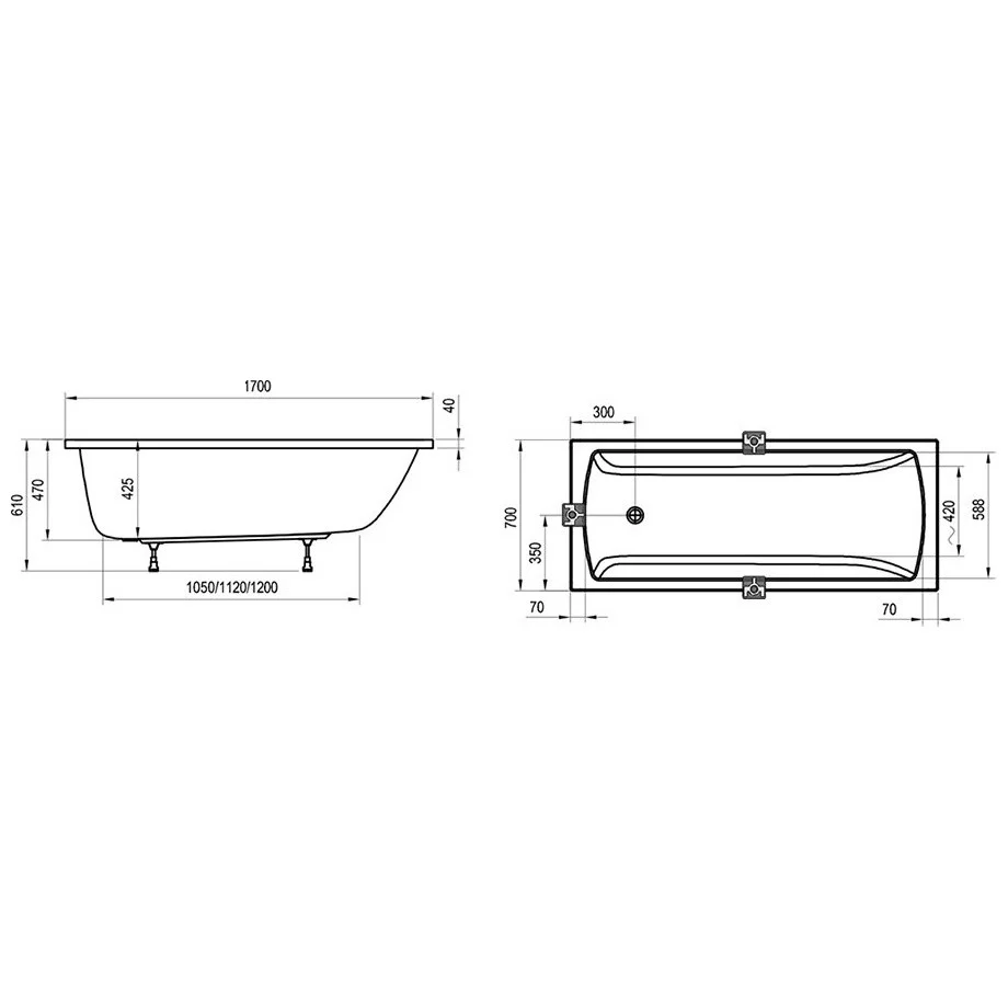 Cada baie dreptunghiulara Ravak Classic II acril 170x70 cm