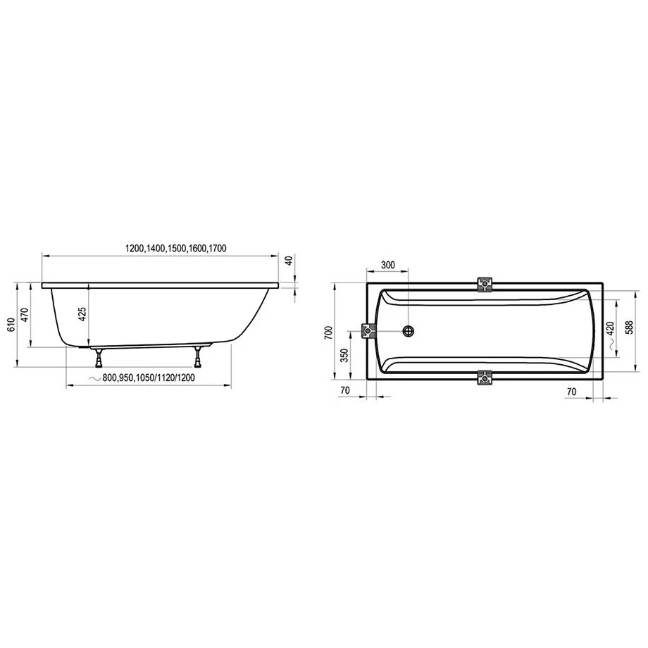 Cada baie dreptunghiulara Ravak Classic II acril 150x70 cm