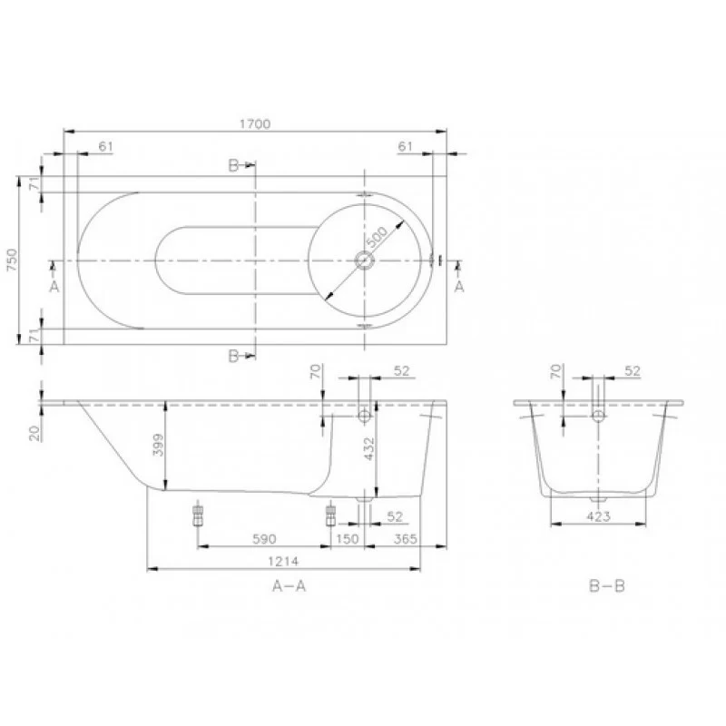 Cada baie dreptunghiulara Villeroy & Boch Libra compozit 170x75 cm