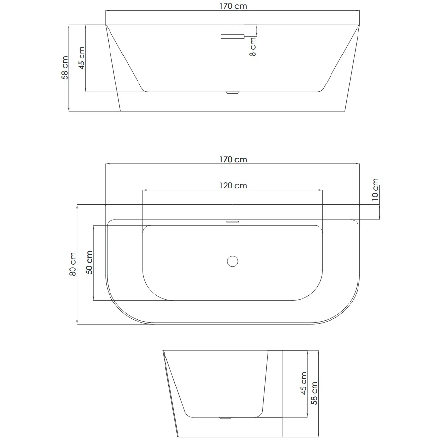 Cada freestanding Belform Selene acril 170x80 cm, alb